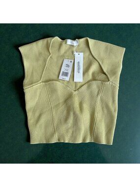 JONATHAN SIMKHAI Chamomile Ribbed Sweetheart Tank Top Size Medium NEW NWT